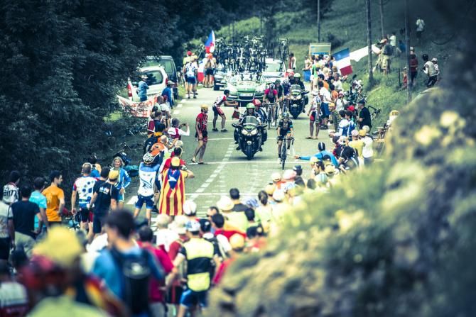 Team Sky's Mikel Nieve Iturralde rides the final kilometres of the Hautacam