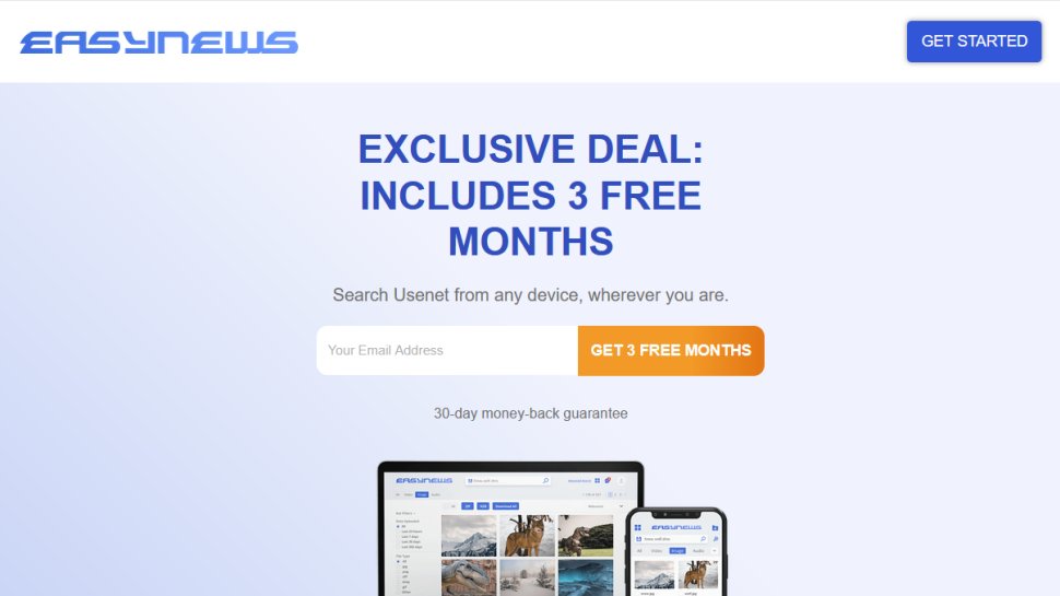 Easynews website screenshot (September 2025).
