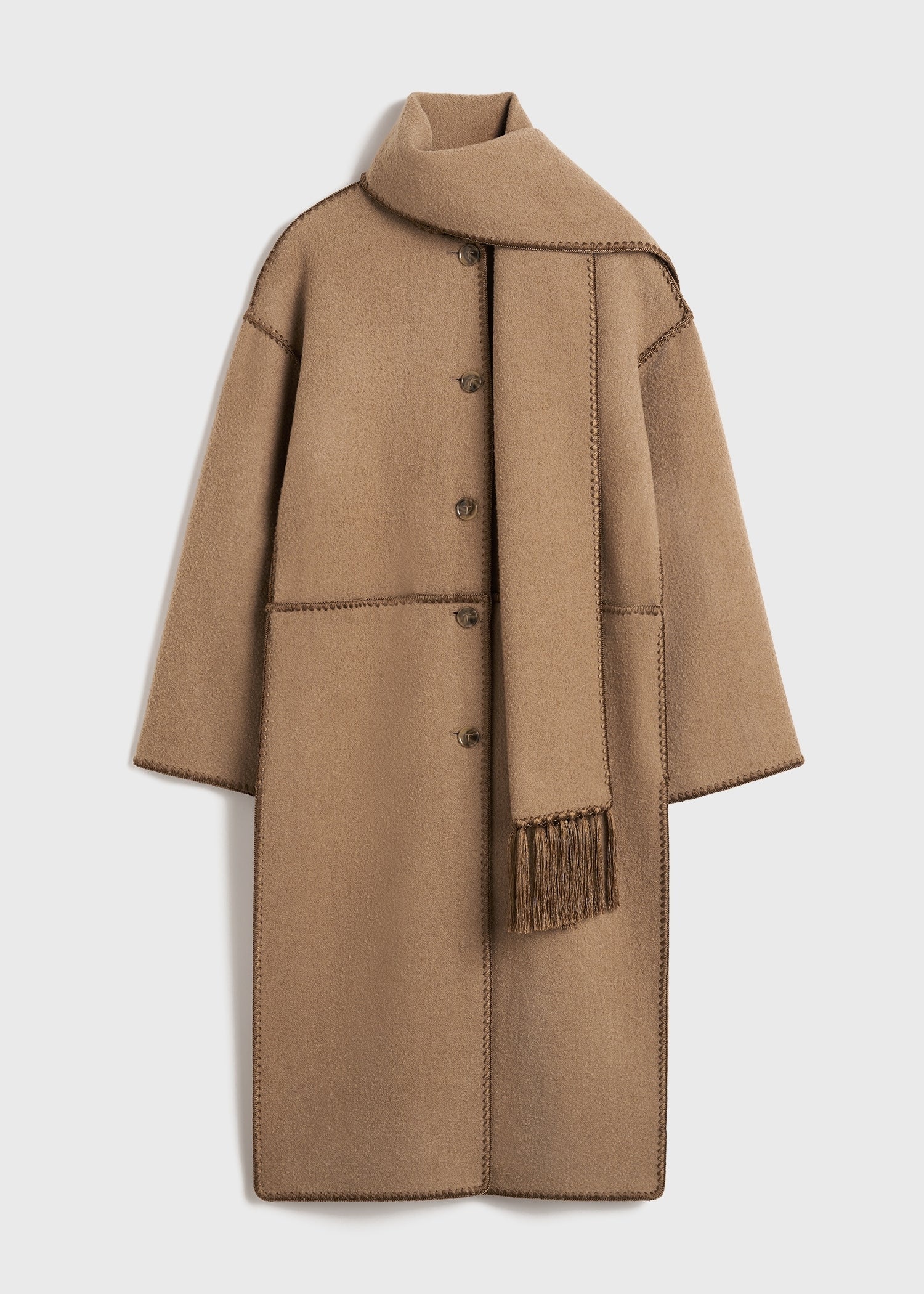 Toteme, Embroidered Scarf Coat Camel