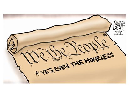 Political cartoon constitution homeless