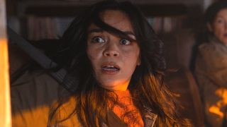 Kaitlyn Santa Juana looks shocked while sitting in an RV in Final Destination Bloodlines.