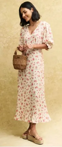 White Ditsy Floral Delilah Midi Dress |$69/£55 | Nobody's Child