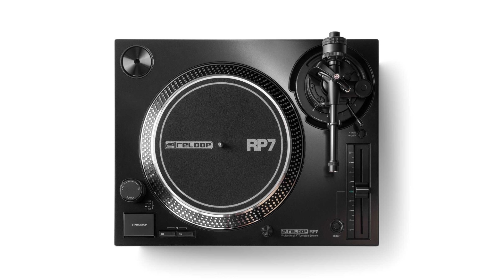 Reloop RP-7 turntable shot from above on a white background