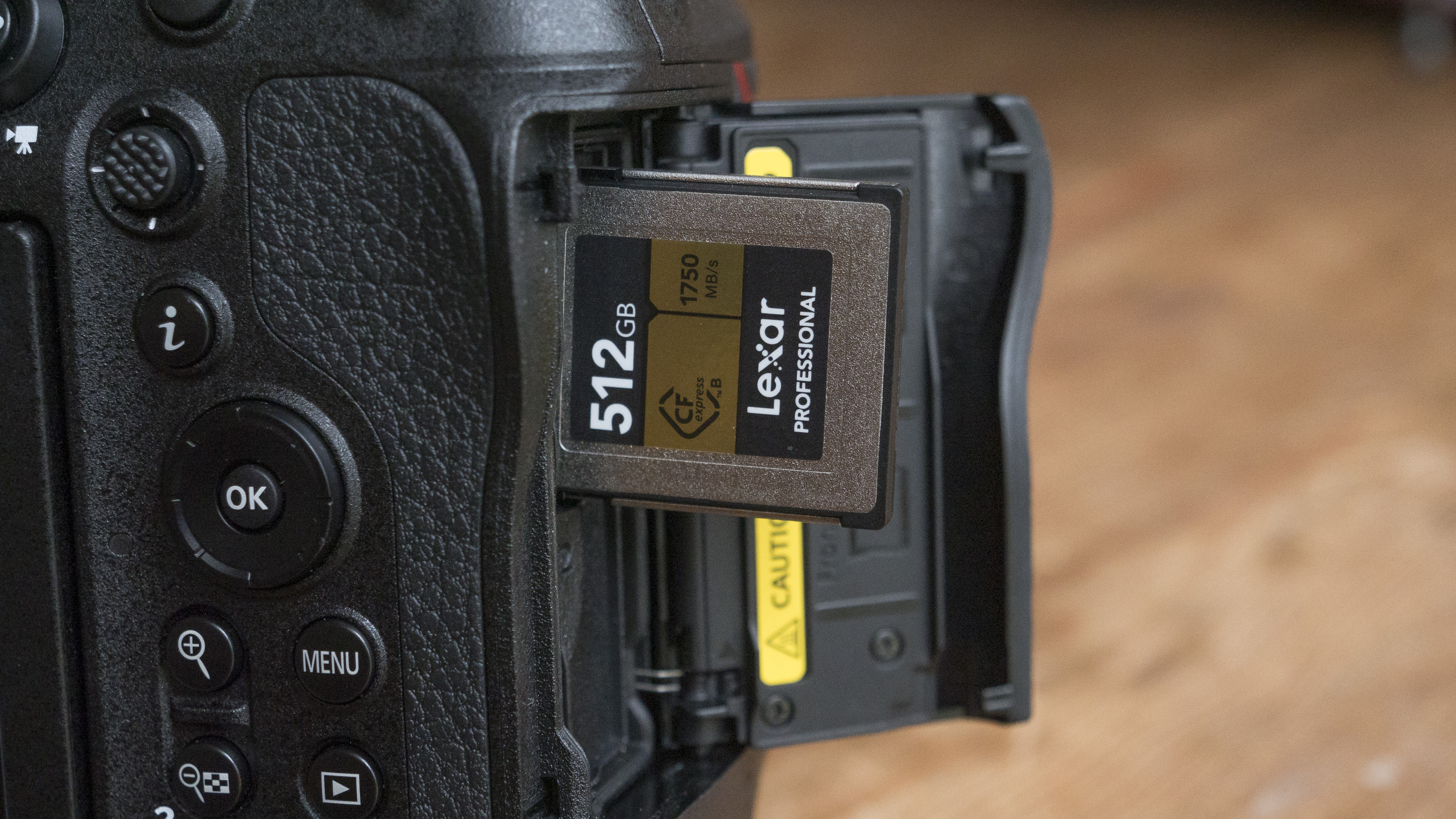 The Nikon Z9 camera's memory card slot