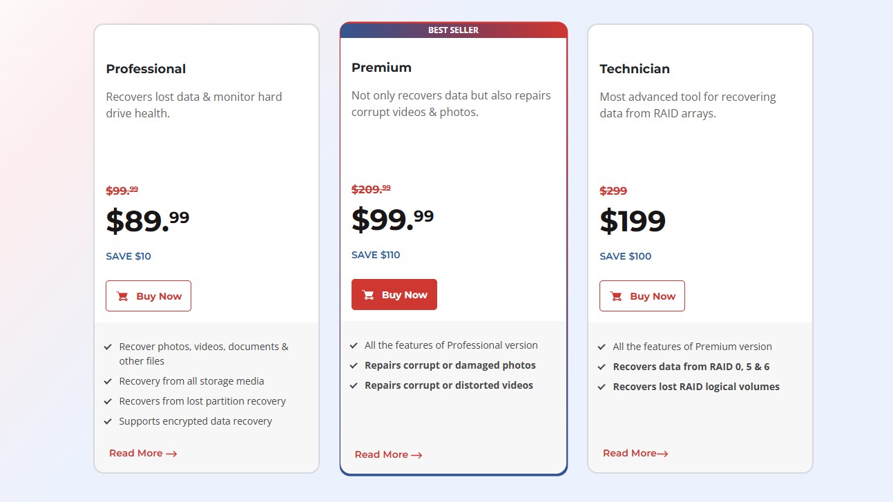 Stellar Data Recovery pricing