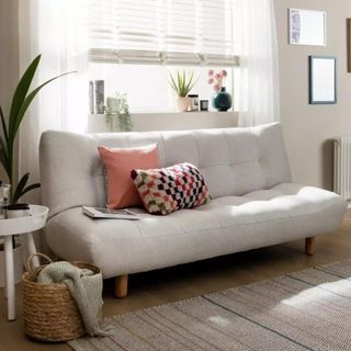 White boucle sofa bed