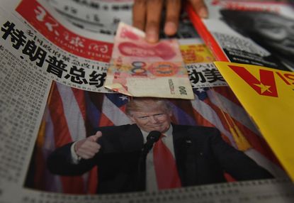 A newspaper in Beijing with Donald Trump's face on it