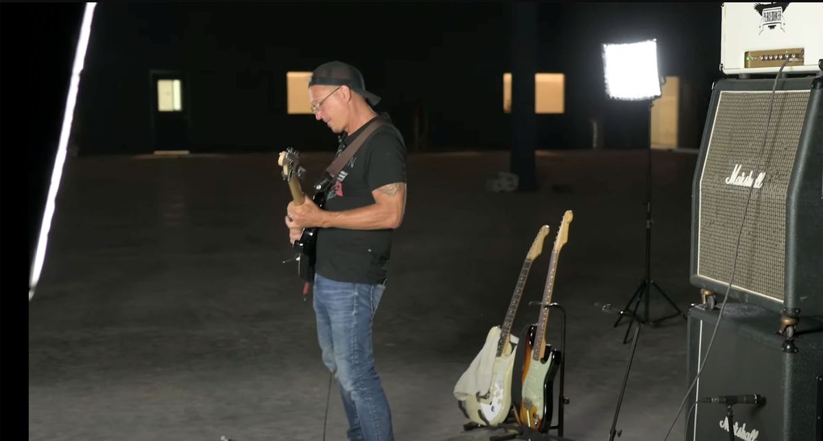 Weekend Warrior Creative Lab demo two Marshall stacks in empty warehouse