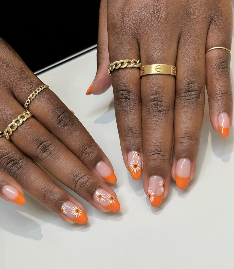Floral French manicure