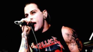 Avenged Sevenfold’s M Shadows performing onstage in 2004