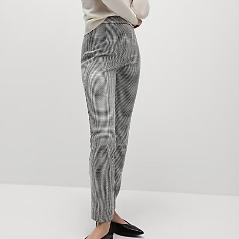 M&amp;amp;S, Jersey Checked Slim Fit Ankle Grazer Trousers
