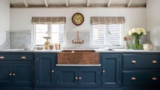 picture of kitchen counters with a deep blue colour