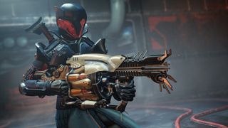 Warlock holding Exotic Grenade Launcher Anarchy