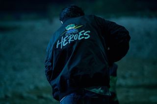 A Killer Paradox: a jacket with the words "Only for Heroes" printed on it