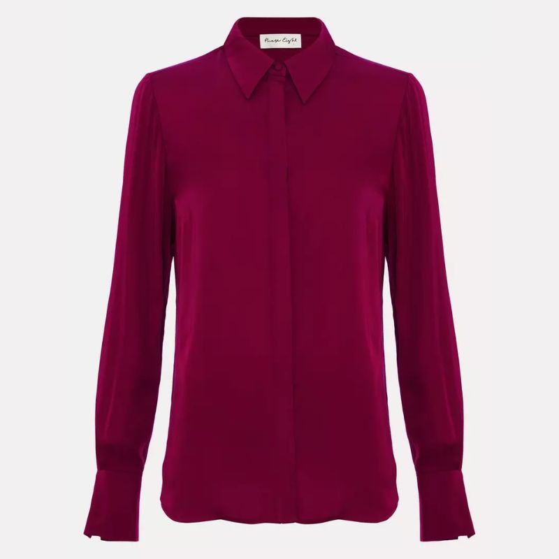 Phase Eight, dark red satin shirt