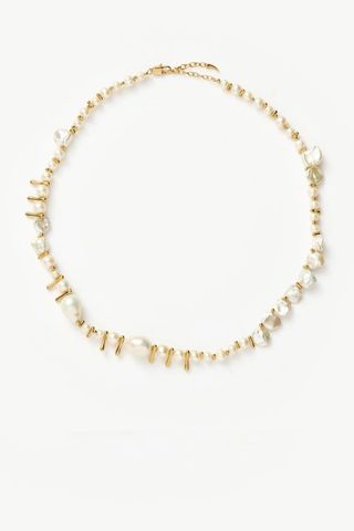 Collar llamativo con cuentas de perlas mixtas |  Chapado en oro de 18 quilates/perla