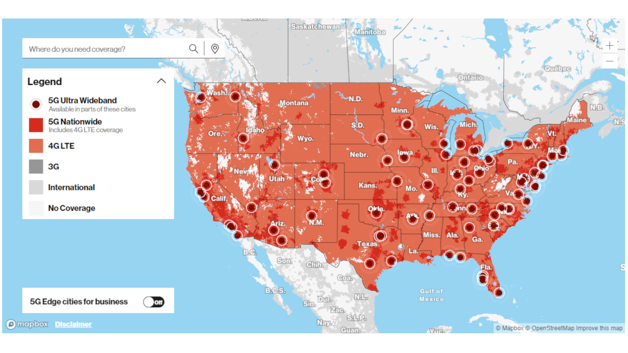 Verizon coverage map