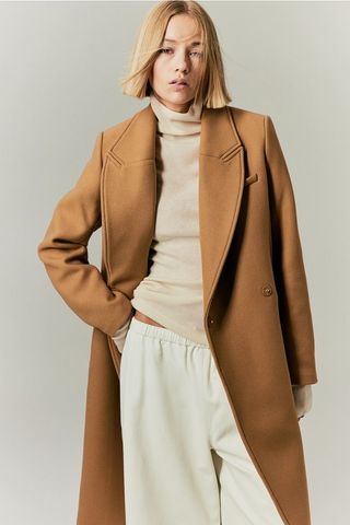 Wool-Blend Tie-Belt Coat