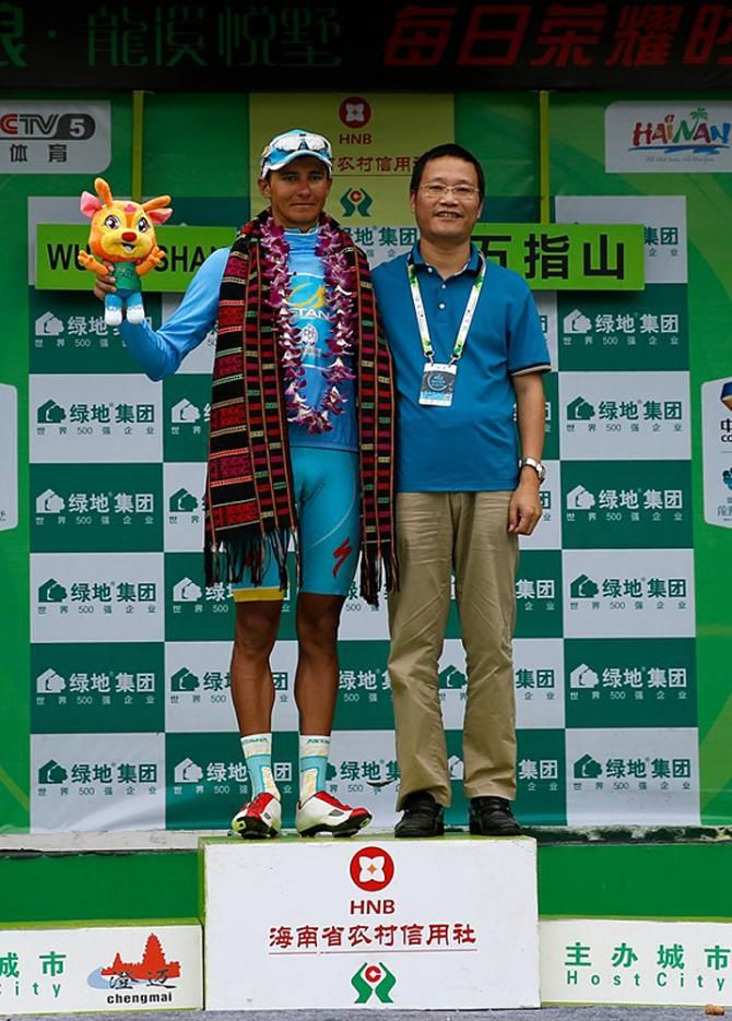 Astana rider awarded on the podium