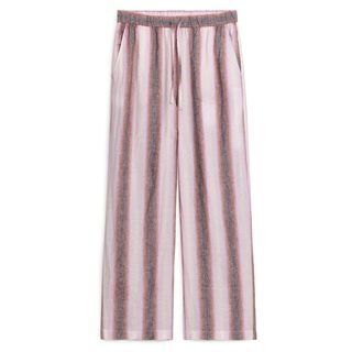 Linen Drawstring Trousers - Pink/striped - Arket Gb