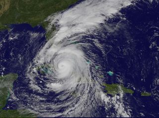 The National Oceanic and Atmospheric Administration's GOES East satellite captured this visible image of Hurricane Irma at 10:37 a.m. EDT on Sept. 9, 2017 when it was a Category 4 storm. 