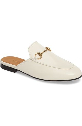 Gucci white Princetown Loafer Mule on white background