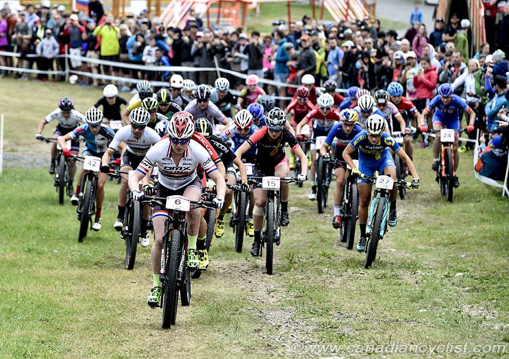 Annie Last at the front of the Elite women's race