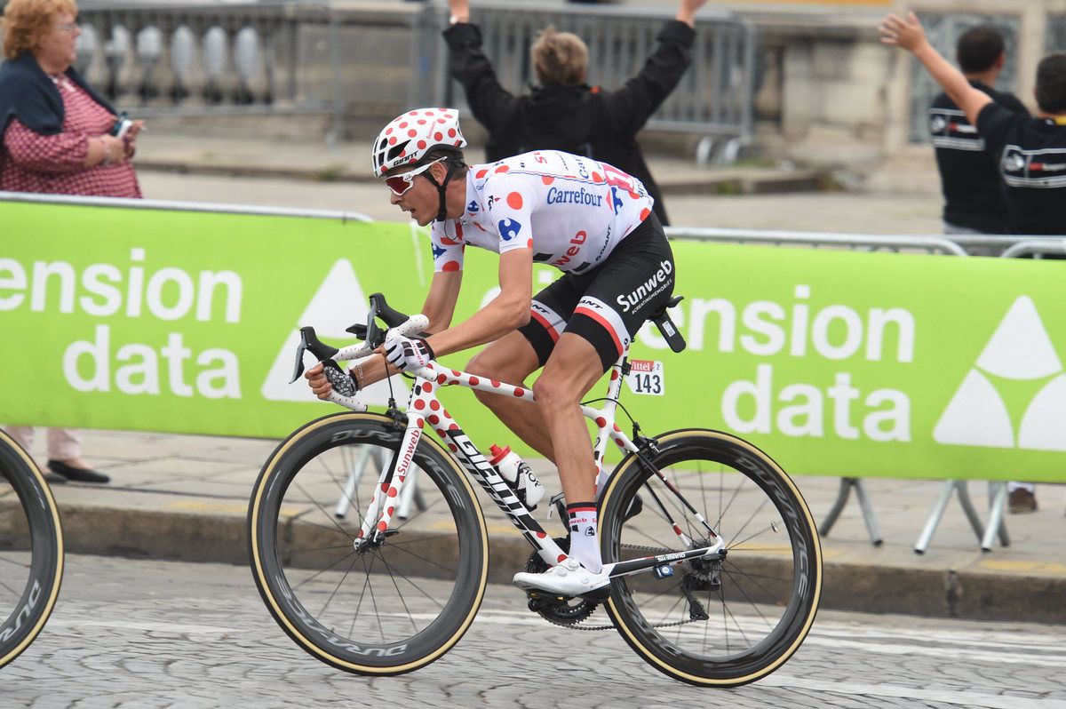 Warren Barguil went all out for the final stage with the polka dot theme