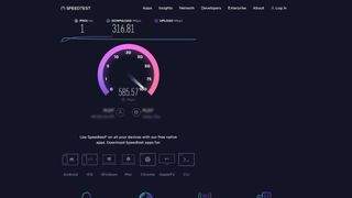 a screenshot of Speedtest from Ookla's speed test platform