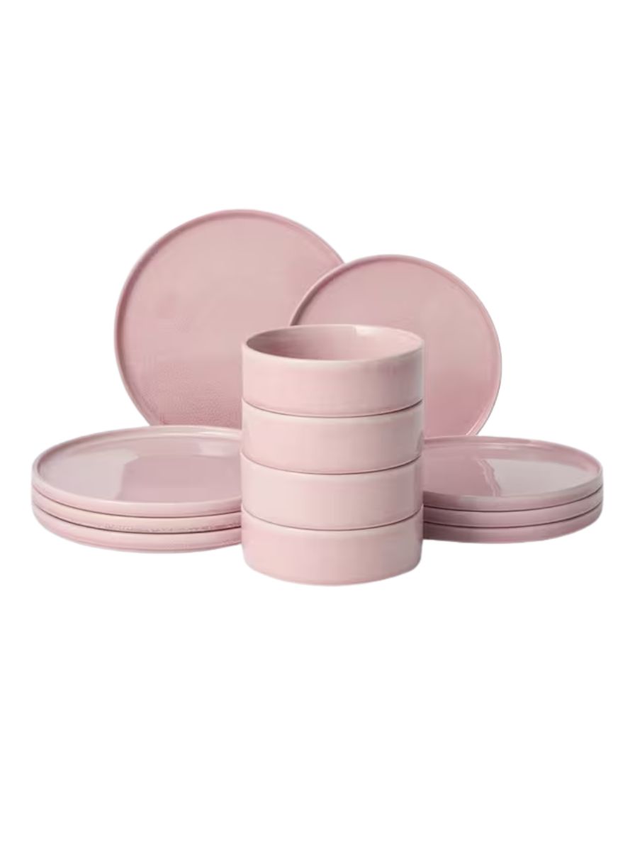 John Lewis, Romy Glaze Stoneware Dinnerware 12-Piece Set in Pink
