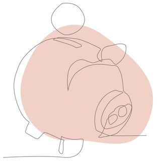 Illustration of a piggy bank on a pink background
