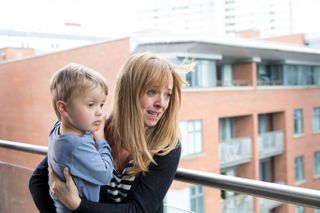 Coronation Street's Jenny Bradley with Jack on the balcony