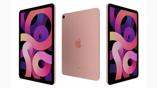 Three models of the Rose Gold iPad Air 2020.