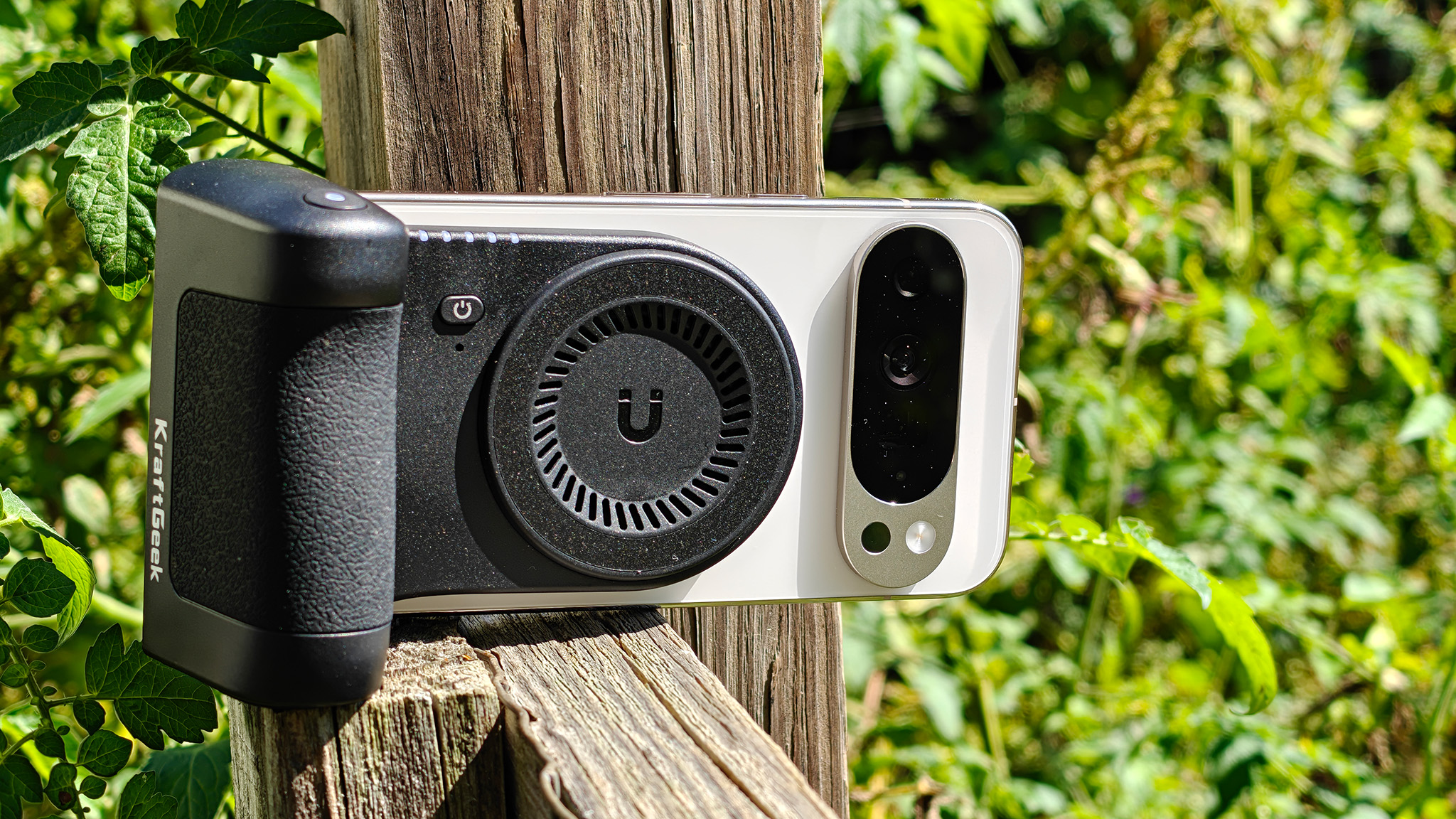 A KraftGeek magnetic camera grip attached to a Google Pixel 10 Pro XL
