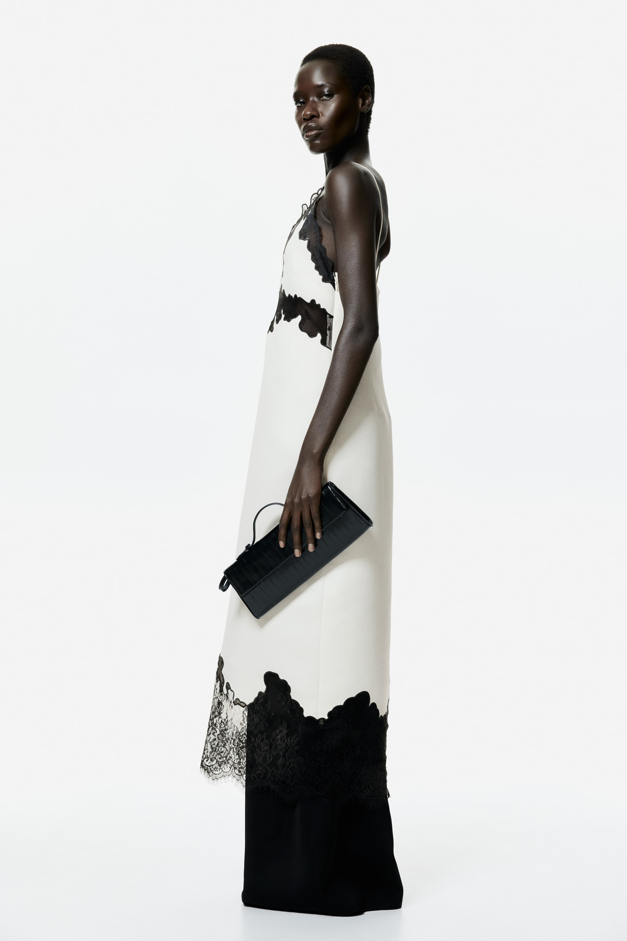 Lace-Trimmed Strappy Dress - Cream