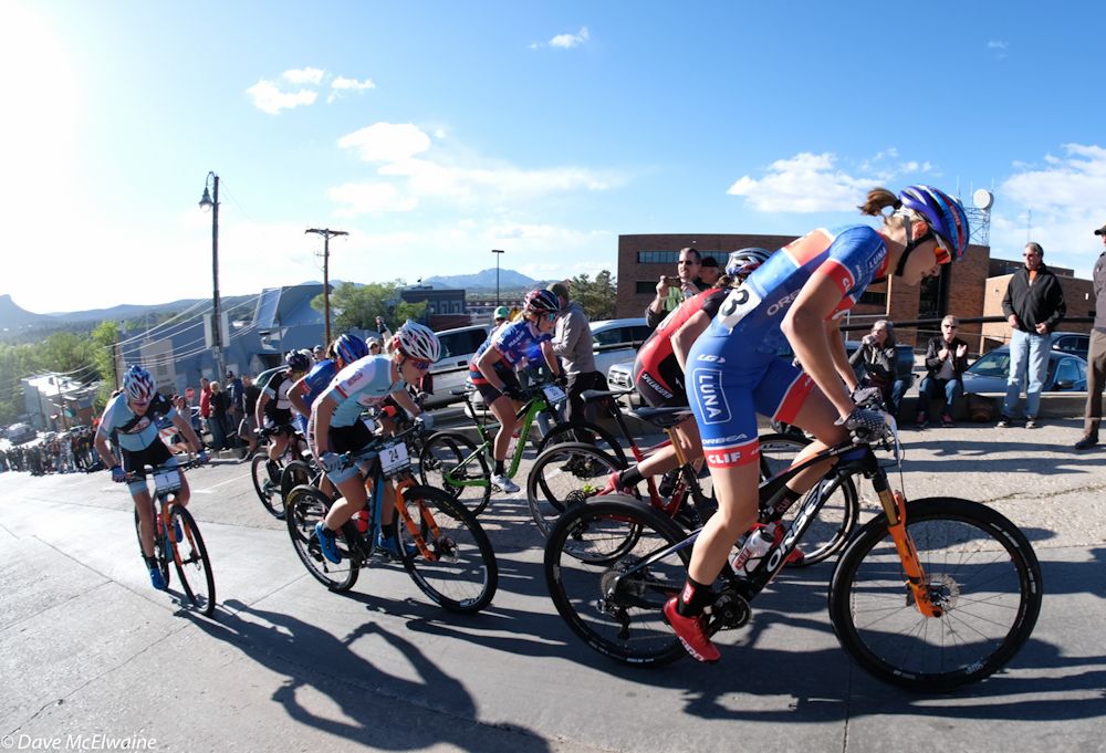 Maghalie Rochette (Clif Pro Team) pushing the pace in the lead pack