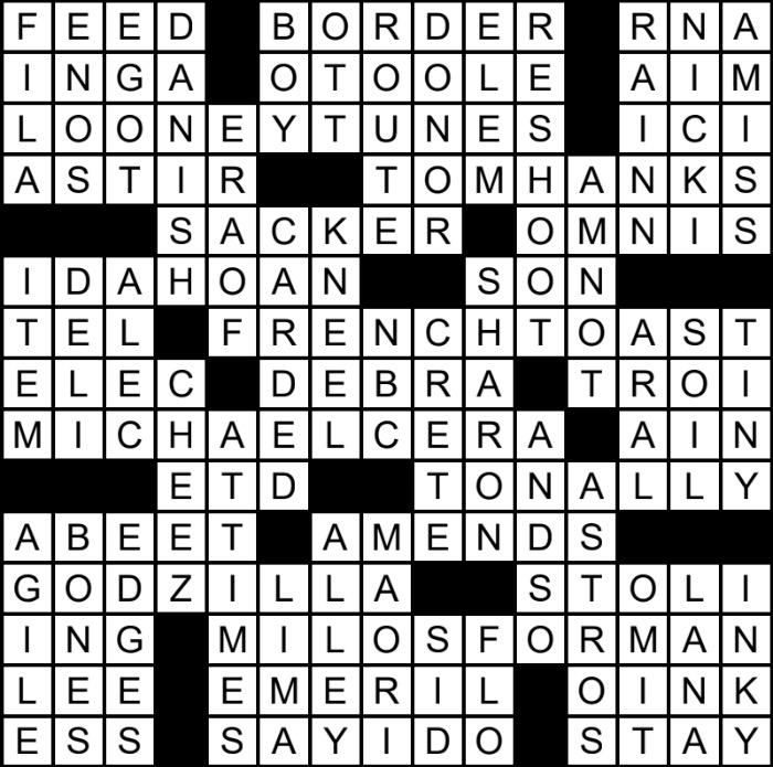 A solved crossword puzzle.