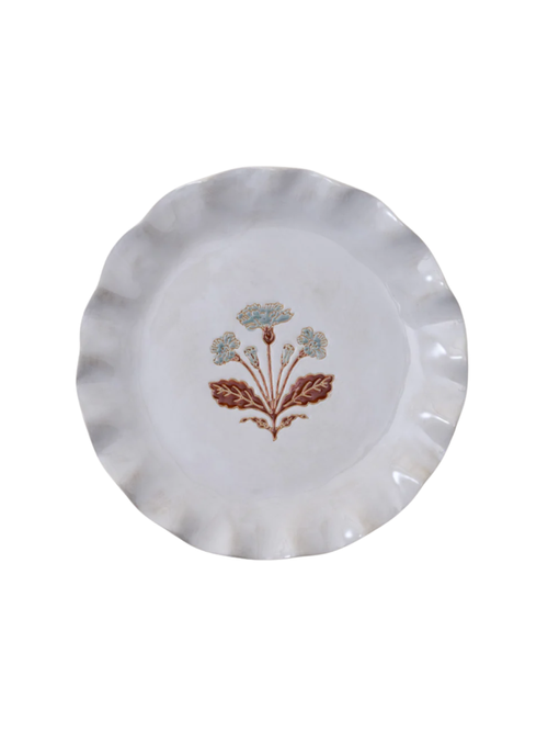 Cream Organic Ruffle Edge Elaine Dessert Plate