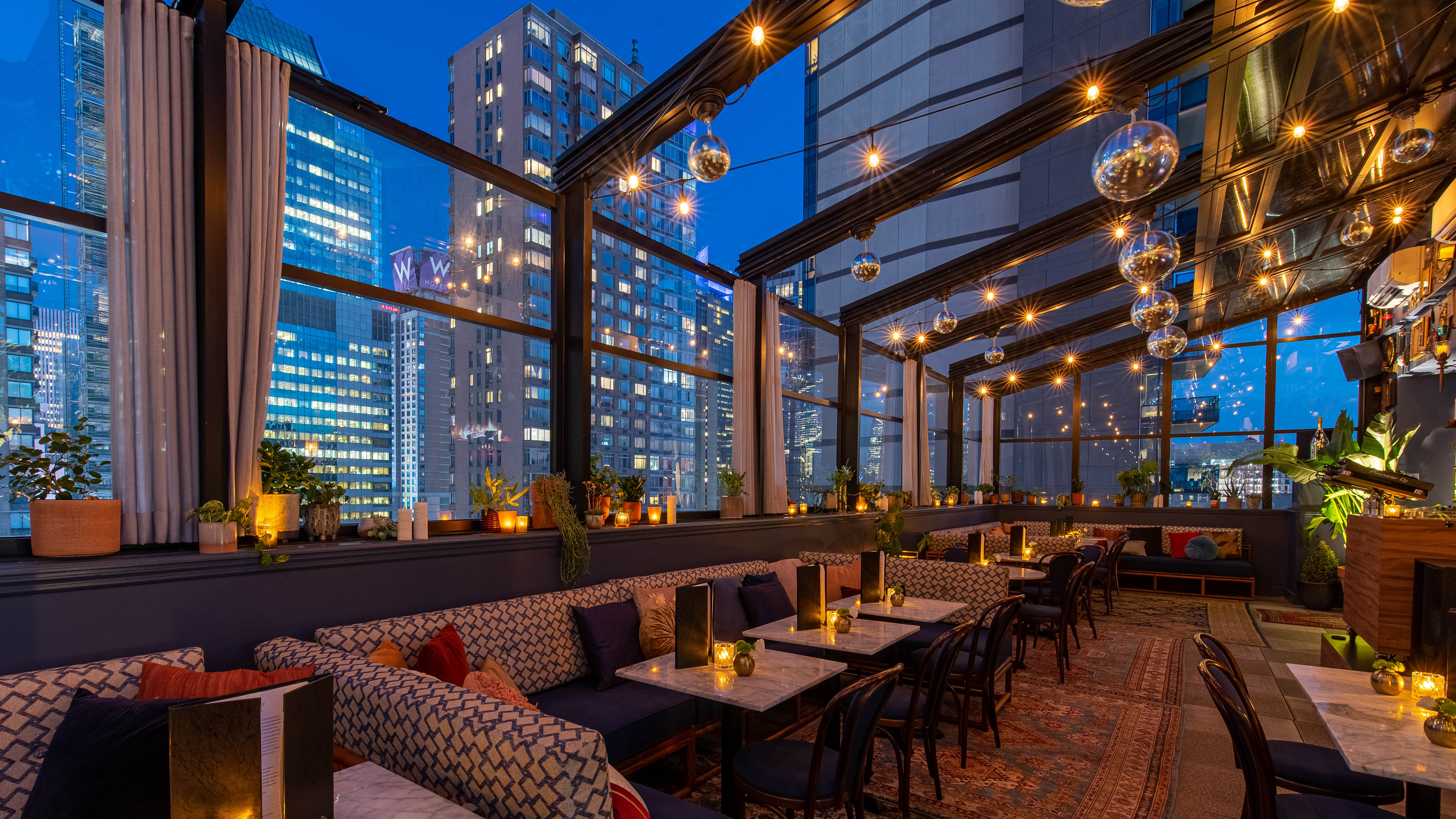 The Starchild Rooftop interior lit up for a night to remember. 