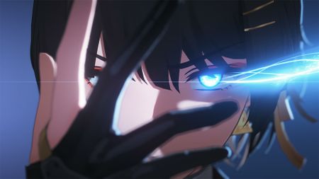 Wuthering Waves screenshot of female character with glowing blue eye