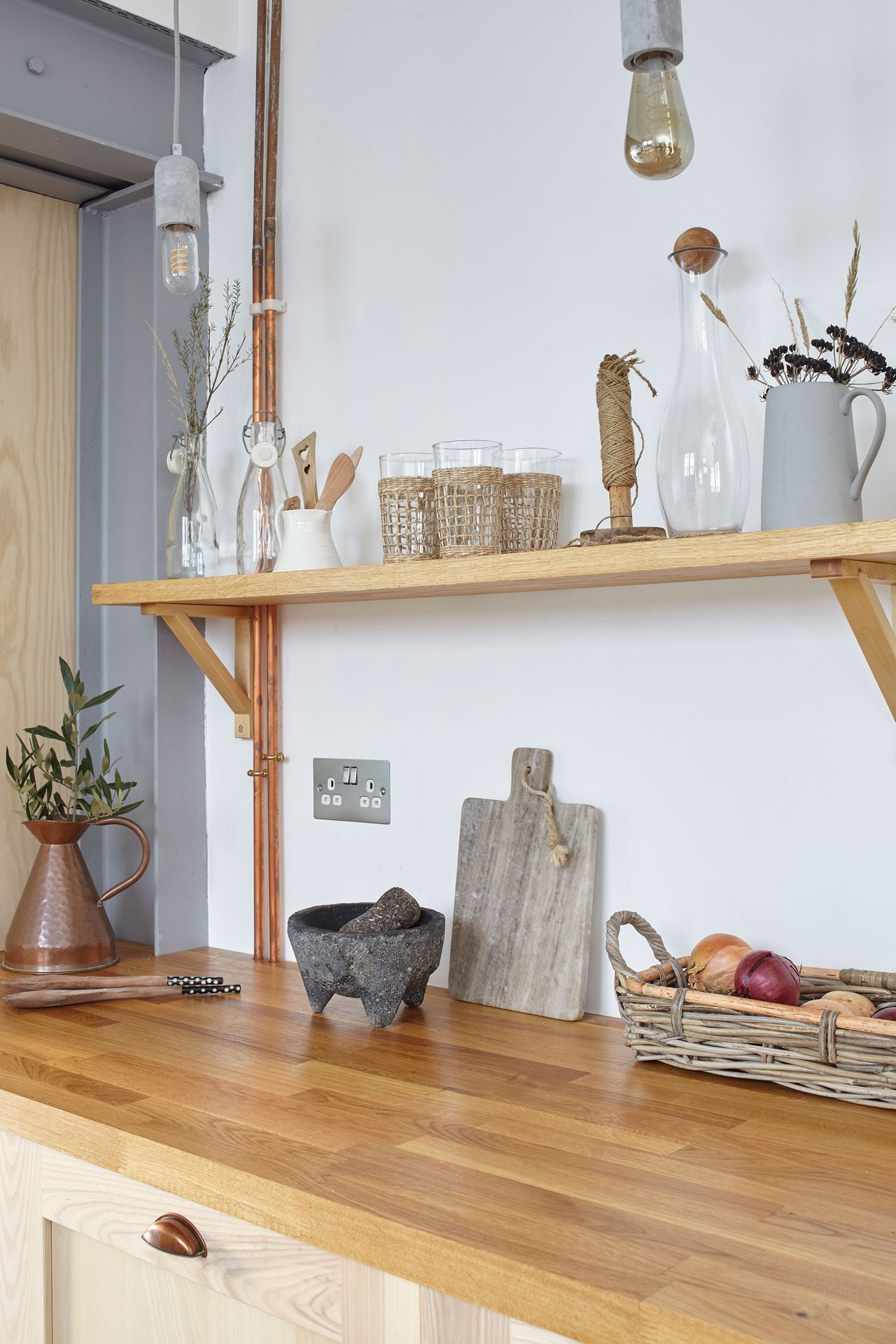 Kitchen shelving in Victorian terrace on Isle of wight