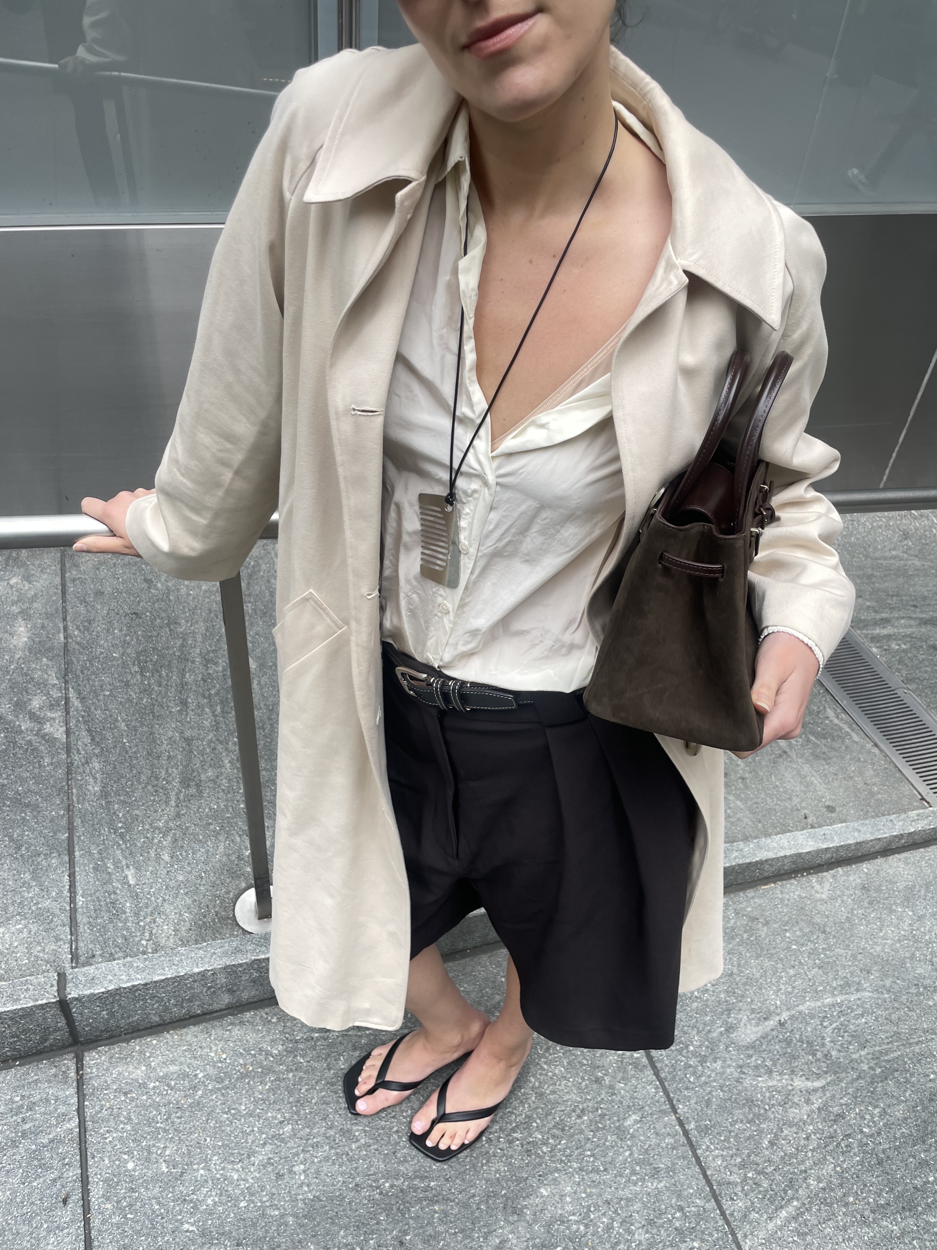 Senior editor Anna LaPlaca wearing Open Edit kitten heels.