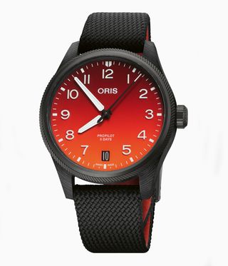 Oris watch with orange dial