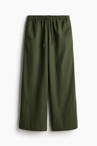 H&M, Celana Panjang Lebar Berbahan Campuran Linen