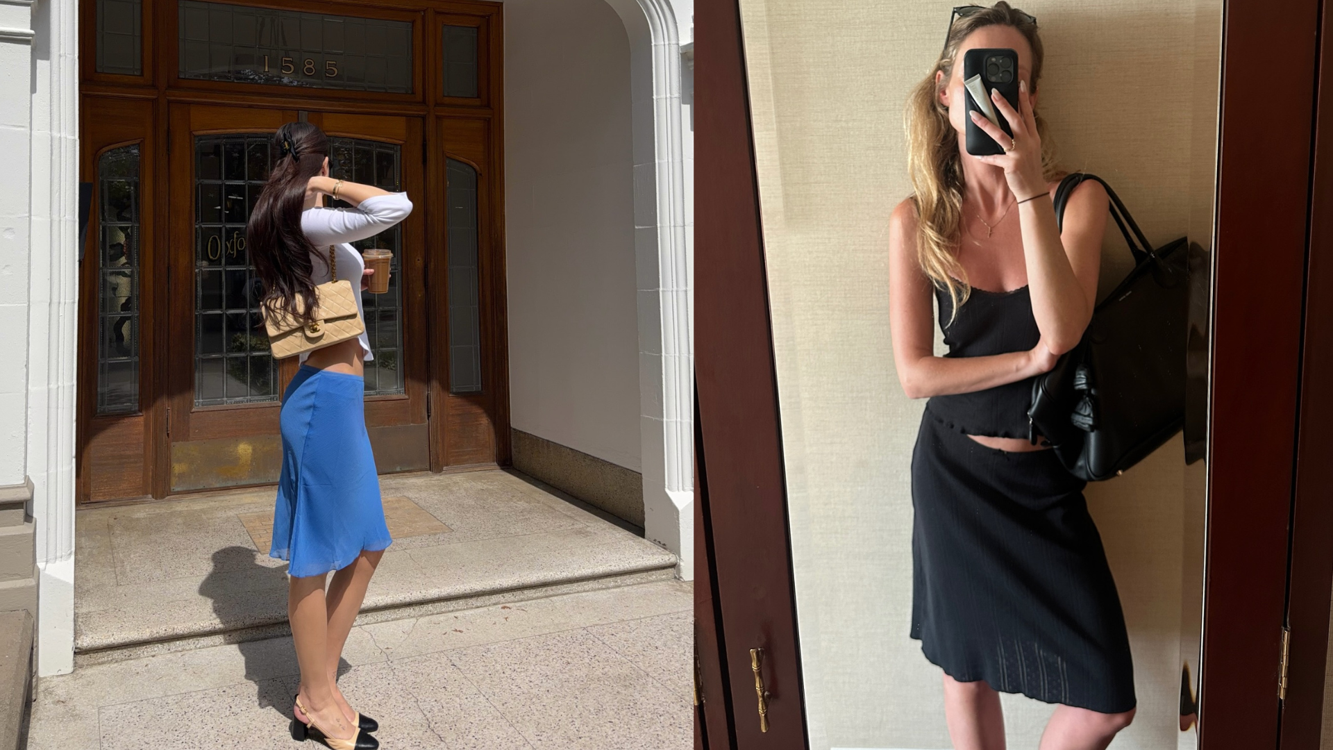 An image of a woman wearing summer knee length skirt outfit 2026