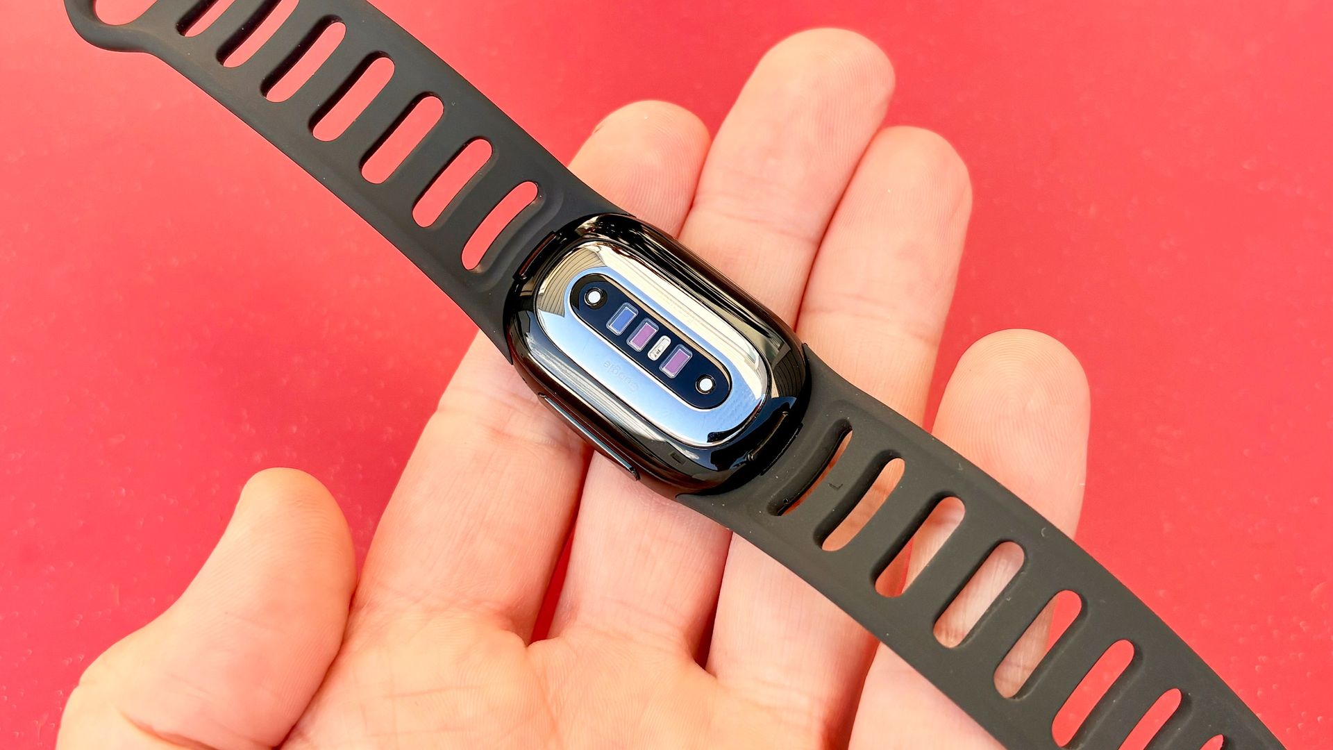 Close-up of the Google Fitbit Edge fitness tracker