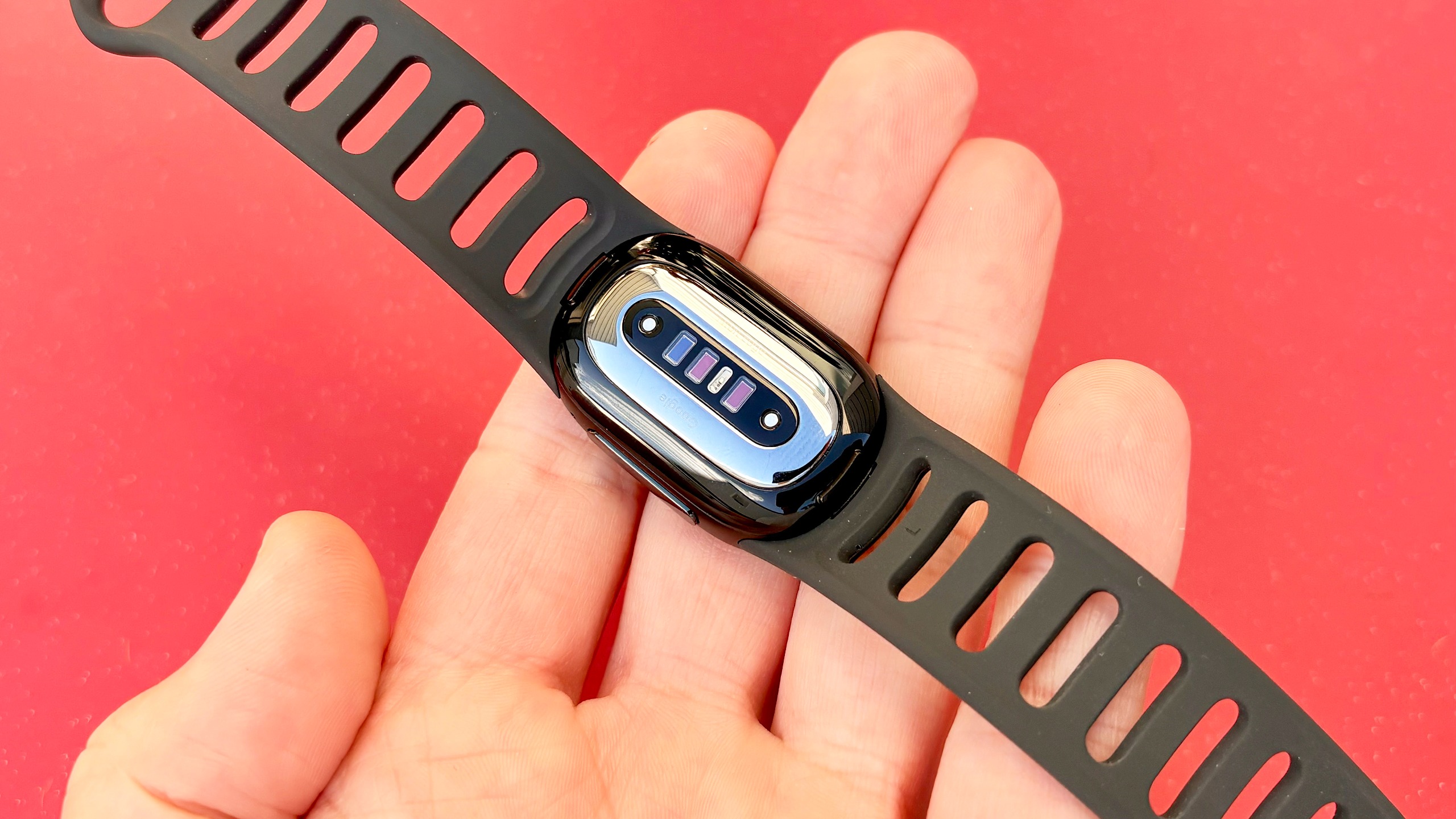 Close-up of the Google Fitbit Edge fitness tracker