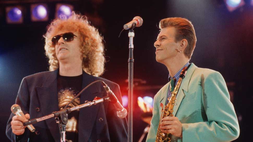 Ian Hunter and David Bowie onstage