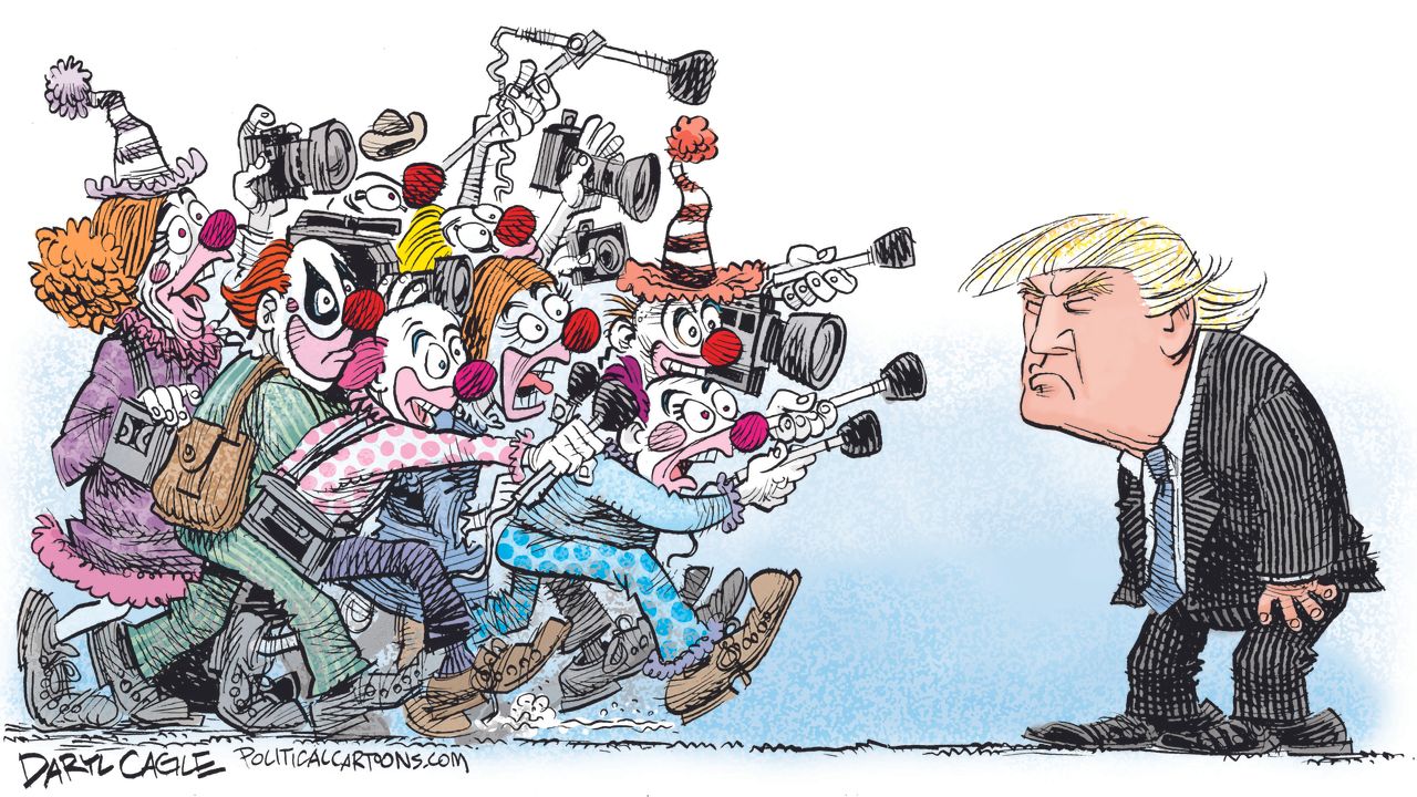 Political Cartoon U.S. Donald Trump Media Circus