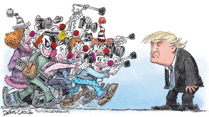 Political Cartoon U.S. Donald Trump Media Circus